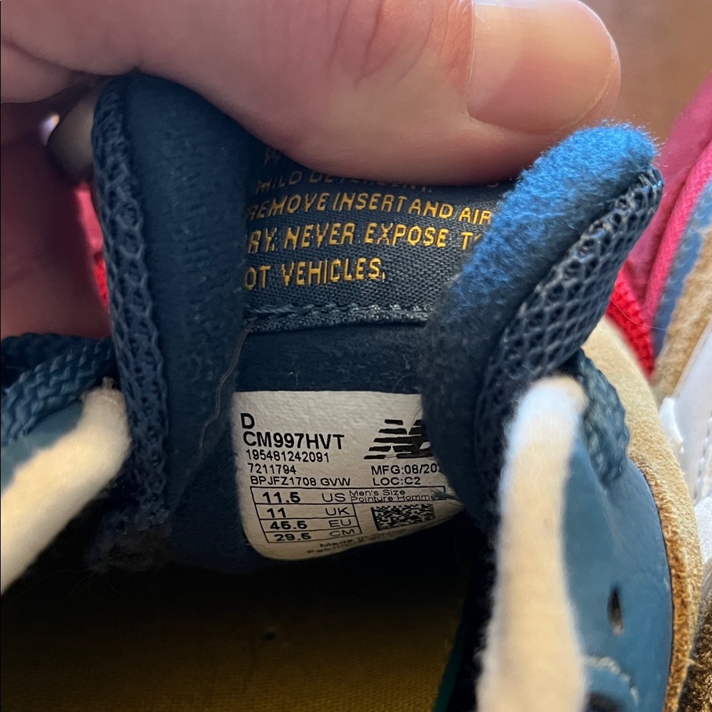 New Balance Red Blue Yellow Suede Mesh Colorblock Athletic Sneakers - Picture 6 of 6
